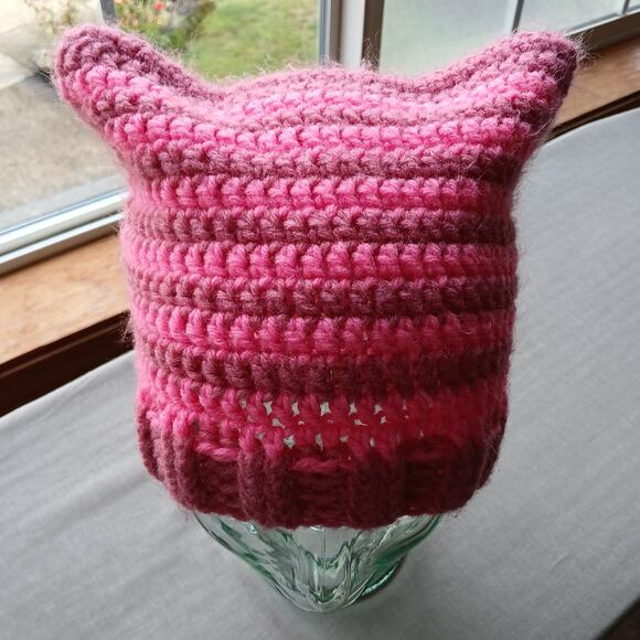 Posh Hooking Accessories - Striped Pink PussyHat OSFM help me afford more pink yarn for PPAF donations